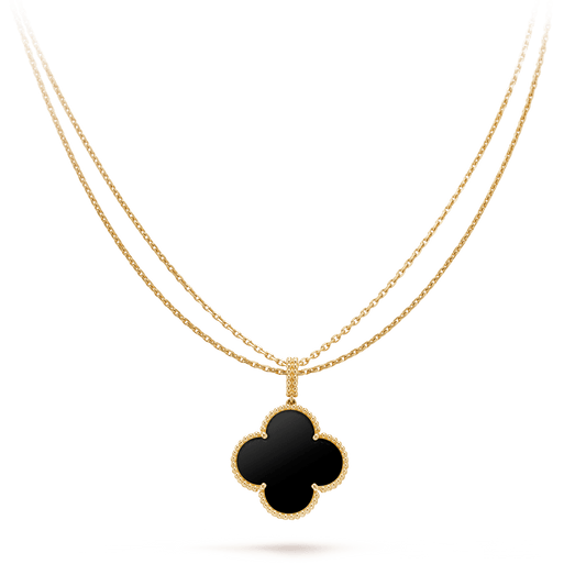 [Bloom]CLOVER 25MM GOLD ONYX BIG CLOVER NECKLACE