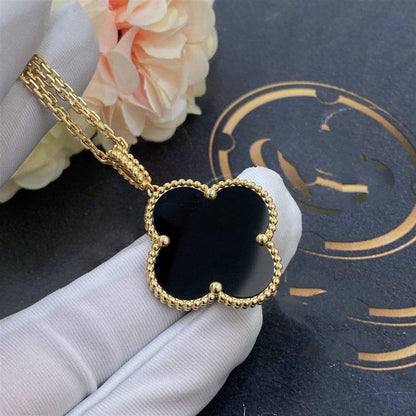 [Bloom]CLOVER 25MM GOLD ONYX BIG CLOVER NECKLACE