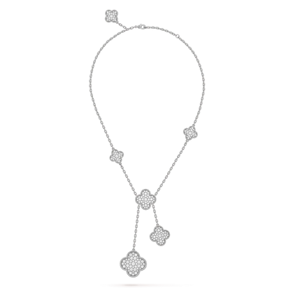 [Bloom]CLOVER 5 MOTIFS SILVER DIAMONDS NECKLACE