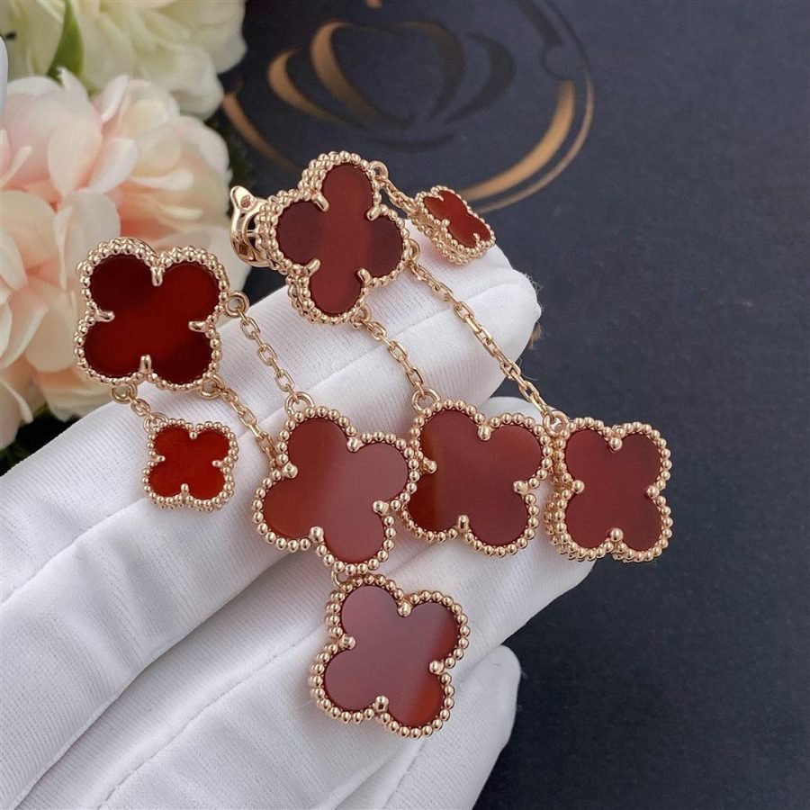 [Bloom]CLOVER EARRINGS CARNELIAN 4 MOTIFS PINK GOLD