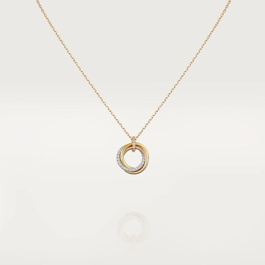 [Bloom]TRINITY NECKLACE SILVER GOLD PINK GOLD DIAMONDS