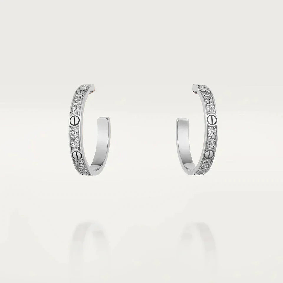 [Bloom]LOVE DIAMOND SILVER HOOP EARRINGS