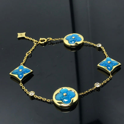 [Bloom]STAR AND SUN 4 MOTIF BLUE BRACELET