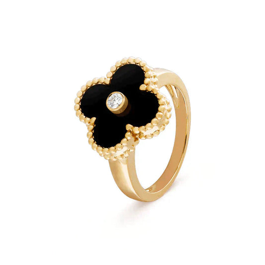 [Bloom]CLOVER ONYX RING GOLD DIAMOND